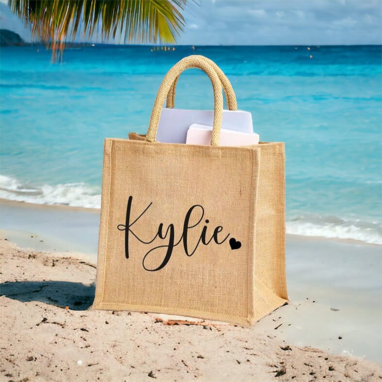 Personalized Straw Beach Bag, Black & White – Linea Luxe